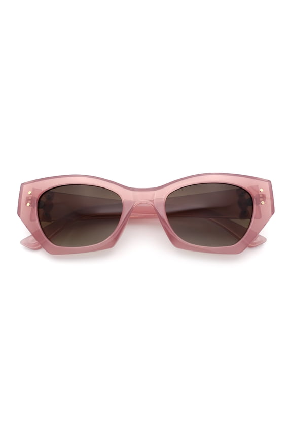 Womens Mod Fashion Rectangular Cat Eye Thick Temple Designer Sunglasses Pink - Brown
