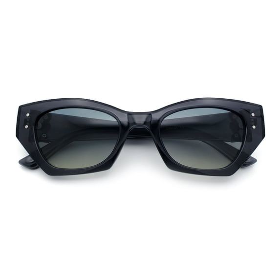 Womens Mod Fashion Rectangular Cat Eye Thick Temple Designer Sunglasses Slate - Blue Beige
