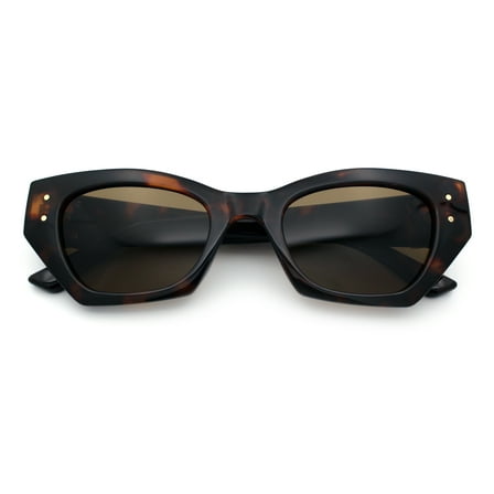 Womens Mod Fashion Rectangular Cat Eye Thick Temple Designer Sunglasses Tortoise - Brown