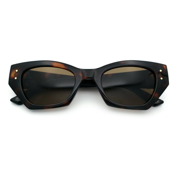 Womens Mod Fashion Rectangular Cat Eye Thick Temple Designer Sunglasses Tortoise - Brown