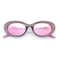 thumbnail image 1 of Womens Mod Fashion Round Oval Classy Beveled Frame Plastic Sunglasses Pink - Pink Mirror, 1 of 8