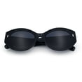 thumbnail image 1 of Womens Mod Fashion Thick Arm Inset Lens Large Oval Plastic Sunglasses All Black, 1 of 8