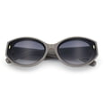 thumbnail image 1 of Womens Mod Fashion Thick Arm Inset Lens Large Oval Plastic Sunglasses Grey - Smoke, 1 of 8