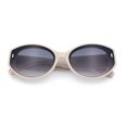 thumbnail image 1 of Womens Mod Fashion Thick Arm Inset Lens Large Oval Plastic Sunglasses Ivory - Smoke, 1 of 8