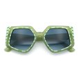 thumbnail image 1 of Womens Mod Geometric Pentagon Plastic Retro Oversize Fashion Sunglasses Green - Navy, 1 of 8