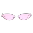 thumbnail image 1 of Womens Mod Goth Metal Rim Cat Eye Oval Retro Vintage Style Sunglasses Silver Pink, 1 of 4
