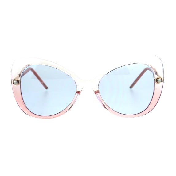 Womens Mod Gothic Unique Retro Panel Plastic Butterfly Designer Sunglasses Clear Pink Blue