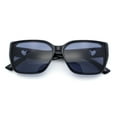 thumbnail image 1 of Womens Mod Inset Lens Oversize Rectangular Cat Eye Retro Plastic Sunglasses All Black, 1 of 6