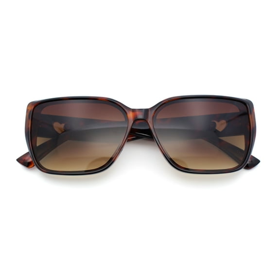 Womens Mod Inset Lens Oversize Rectangular Cat Eye Retro Plastic Sunglasses Tortoise - Brown