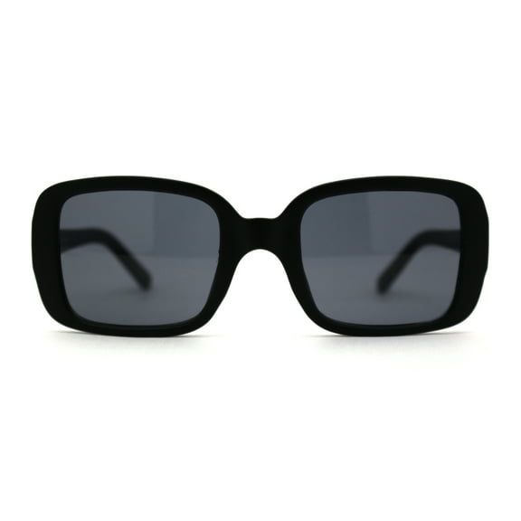 Womens Mod Large Rectangle Plastic Sunglasses Matte Black