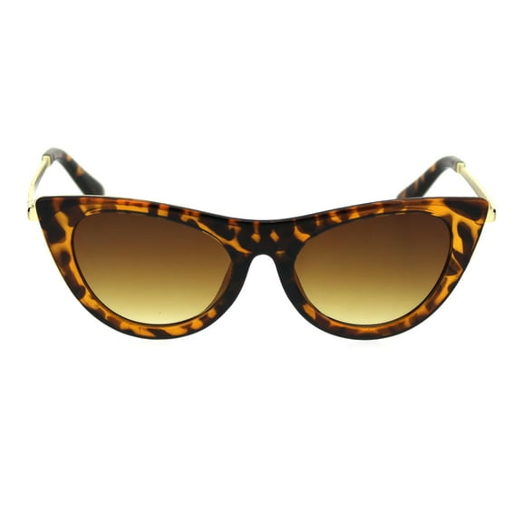 Womens Mod Metal Arm Chic Gothic Plastic Cat Eye Sunglasses Tortoise Gold Brown