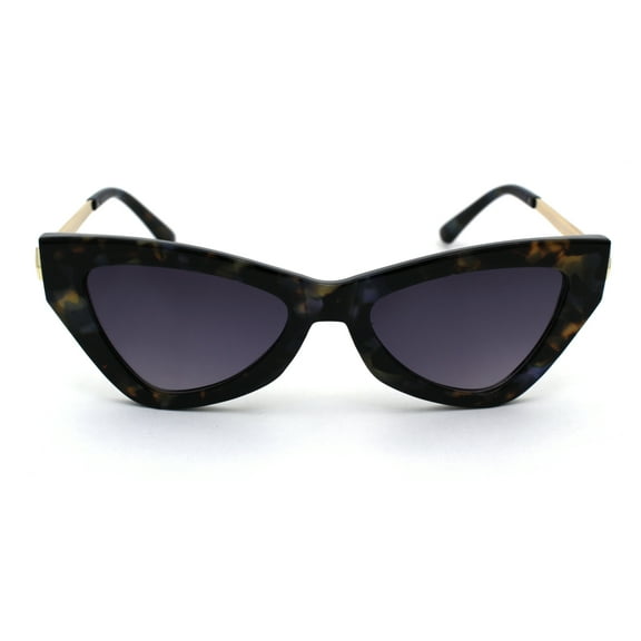 Womens Mod Metal Arm Plastic Cat Eye Sunglasses Blue Tortoise Smoke