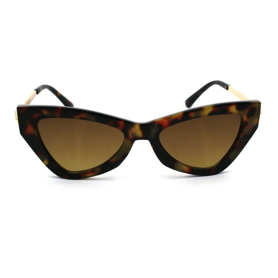 Womens Mod Metal Arm Plastic Cat Eye Sunglasses Tortoise Brown
