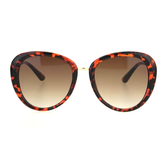 Womens Mod Metal Bridge Plastic Butterfly Sunglasses Tortoise Gradient Brown