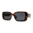 thumbnail image 1 of Womens Mod Minimal Narrow Rectangle Designer Fashion Sunglasses Tortoise Black, 1 of 4
