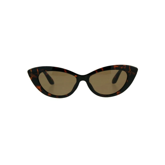 Womens Mod Minimal Plastic Cateye Goth Sunglasses Tortoise Brown
