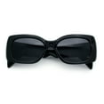 thumbnail image 1 of Womens Mod Minimalist Narrow Rectangle Thick Plastic Fashion Sunglasses All Black, 1 of 8