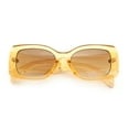 thumbnail image 1 of Womens Mod Minimalist Narrow Rectangle Thick Plastic Fashion Sunglasses Yellow Brown, 1 of 8