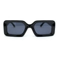 thumbnail image 1 of Womens Mod Narrow Rectangle Minimal Fashion Plastic Sunglasses All Black, 1 of 4