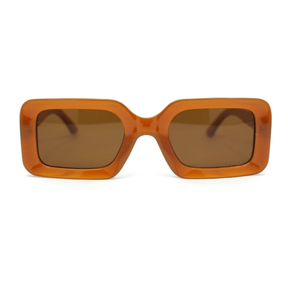 Womens Mod Narrow Rectangle Minimal Fashion Plastic Sunglasses All Brown