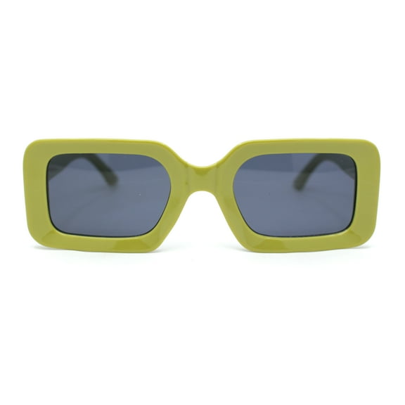 Womens Mod Narrow Rectangle Minimal Fashion Plastic Sunglasses Green - Black