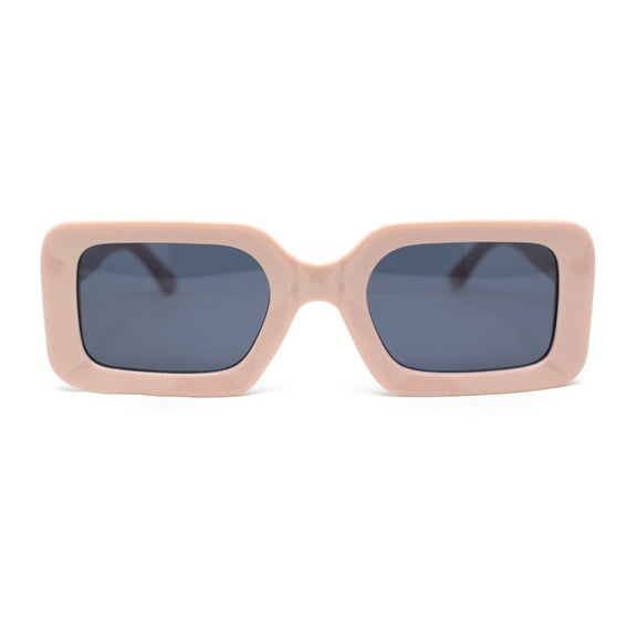 Womens Mod Narrow Rectangle Minimal Fashion Plastic Sunglasses Pink - Black
