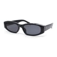 thumbnail image 1 of Womens Mod Narrow Rectangle Plastic Retro Sunglasses All Black, 1 of 4