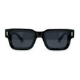 thumbnail image 1 of Womens Mod Narrow Rectangle Thick Plastic Horn Rim Sunglasses All Black, 1 of 4