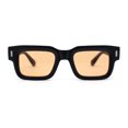 thumbnail image 1 of Womens Mod Narrow Rectangle Thick Plastic Horn Rim Sunglasses Matte Black - Light Brown, 1 of 4