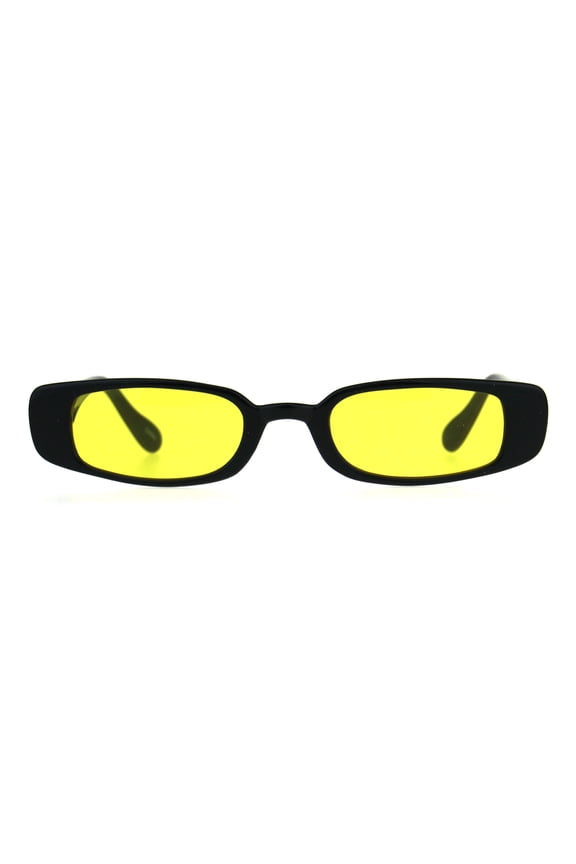 Womens Mod Narrow Rectangular Pimp Color Lens Plastic Sunglasses Yellow