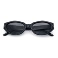 thumbnail image 1 of Womens Mod Oval Beveled Plastic Angular Fashion Sunglasses All Black, 1 of 8