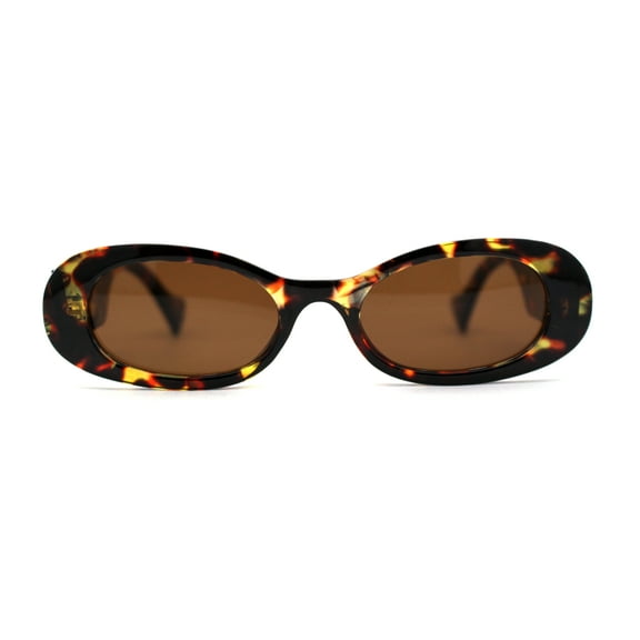 Womens Mod Oval Clout Trendy Retro Plastic Sunglasses Tortoise Black