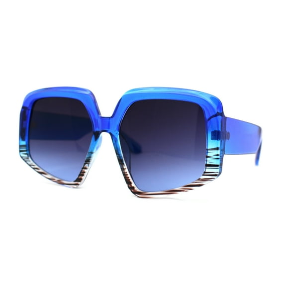 Womens Mod Oversize Geometric Thick Plastic Butterfly Sunglasses All Blue