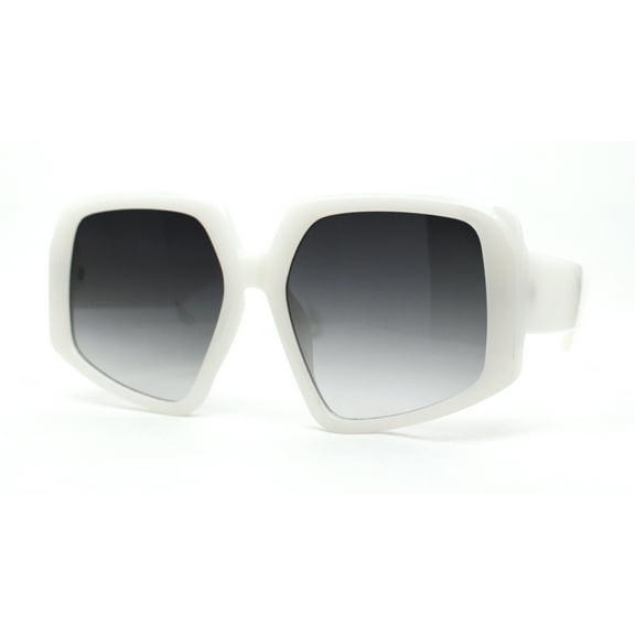 Womens Mod Oversize Geometric Thick Plastic Butterfly Sunglasses White Smoke