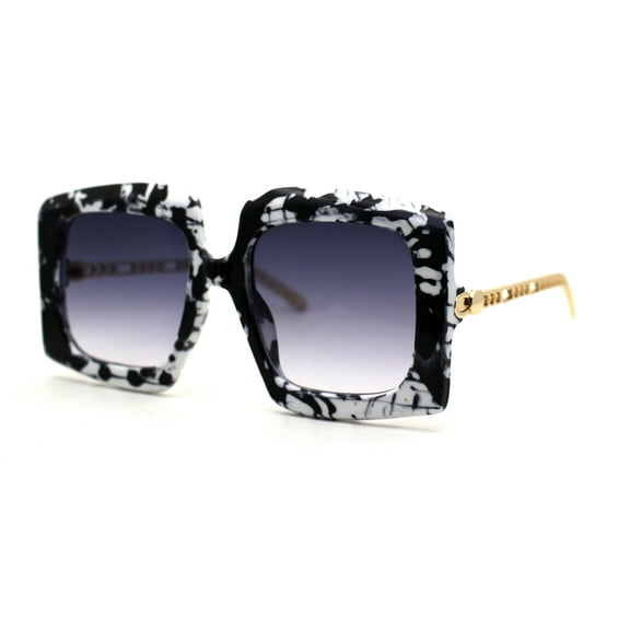 Womens Mod Oversize Rectangular Butterfly Sunglasses White Marble Smoke