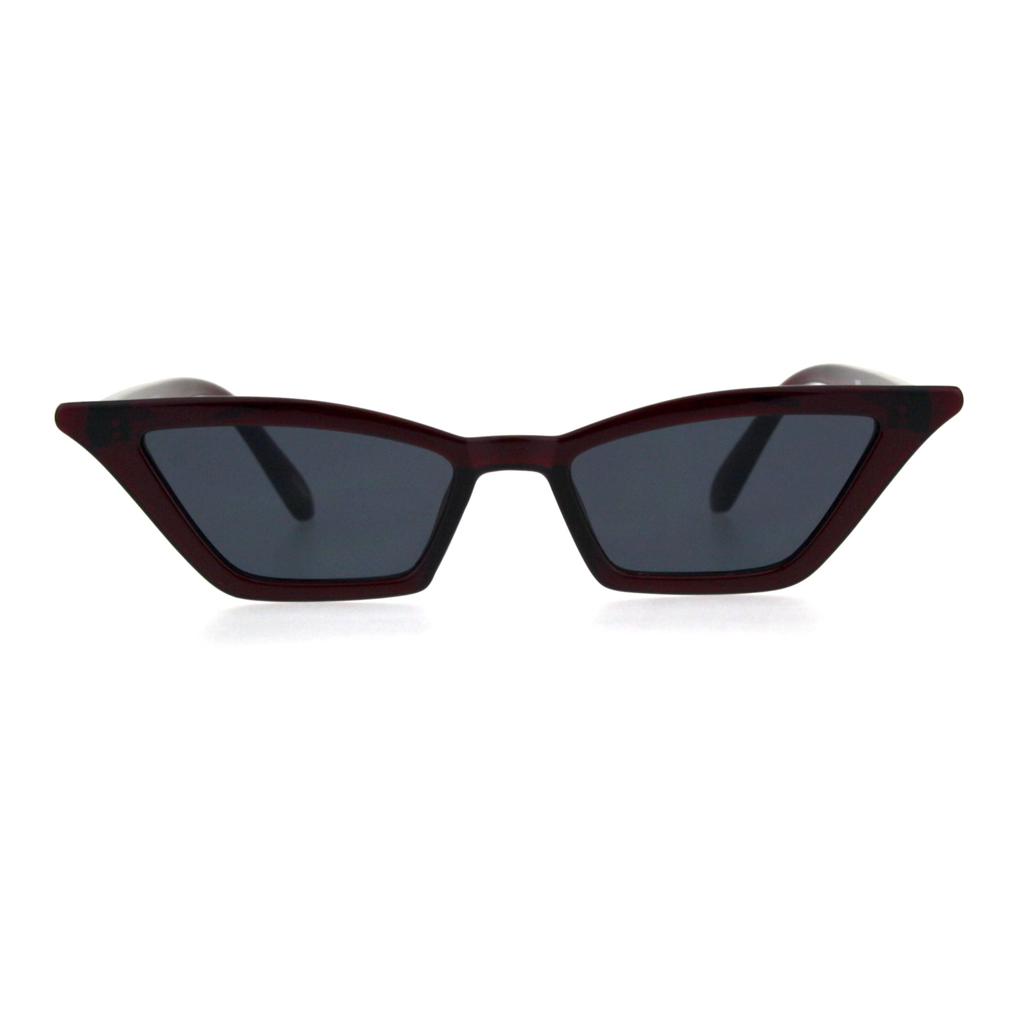 Womens Mod Plastic Narrow Cat Eye Sunglasses Burgundy Black  display picture 1