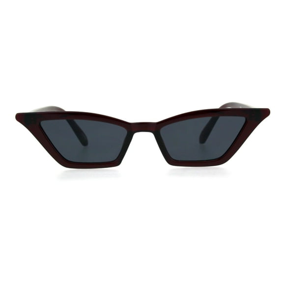 Womens Mod Plastic Narrow Cat Eye Sunglasses Burgundy Black