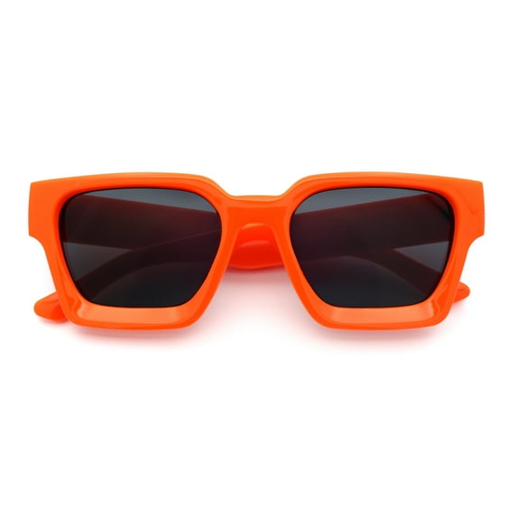 Womens Mod Pop Color Beveled Thick Horn Rim Plastic Fashion Sunglasses Orange - Black