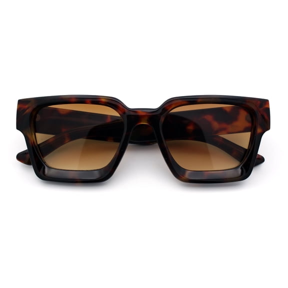 Womens Mod Pop Color Beveled Thick Horn Rim Plastic Fashion Sunglasses Tortoise - Brown