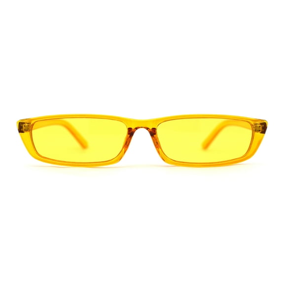 Womens Mod Pop Color Narrow Rectangle Cat Eye Sunglasses Yellow