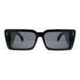 thumbnail image 1 of Womens Mod Rectangle Cat Eye Sleek Minimal Plastic Sunglasses All Black, 1 of 4