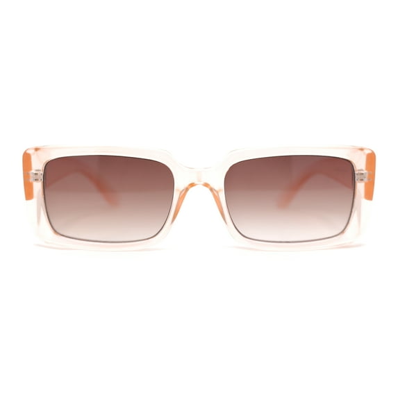 Womens Mod Rectangle Chic Fashion Minimal Thick Plastic Sunglasses Peach - Brown