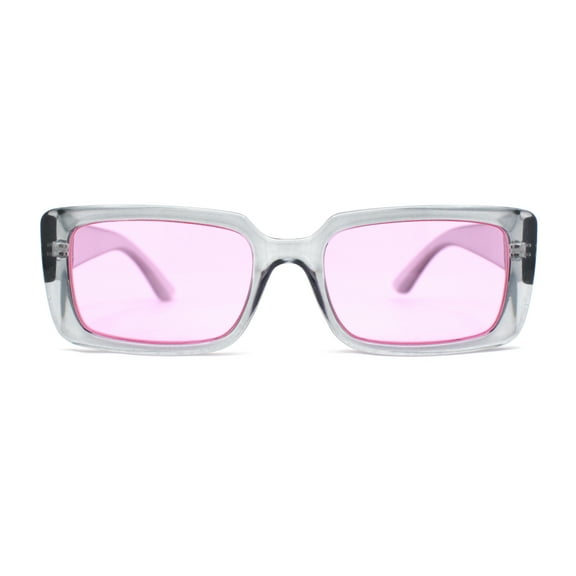 Womens Mod Rectangle Chic Fashion Minimal Thick Plastic Sunglasses Slate - Pink