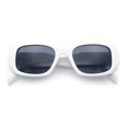 thumbnail image 1 of Womens Mod Rectangle Geo Bevel Cut Plastic Fashion Sunglasses White - Black, 1 of 8
