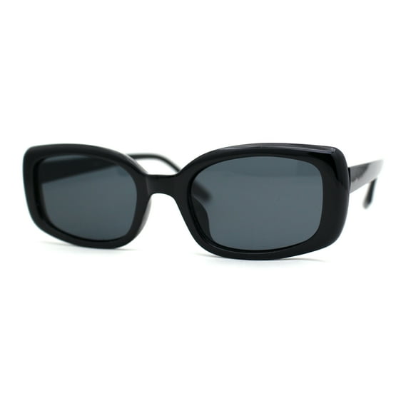 Womens Mod Rectangle Iconic Fashion Plastic Sunglasses All Black