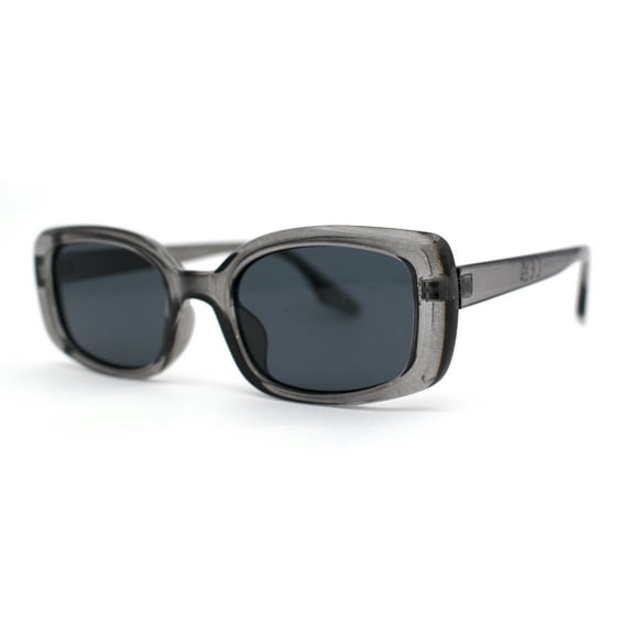 Womens Mod Rectangle Iconic Fashion Plastic Sunglasses Slate Black