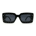 thumbnail image 1 of Womens Mod Rectangle Inset Fancy Pattern Frame Sunglasses All Black, 1 of 4