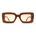 thumbnail image 1 of Womens Mod Rectangle Inset Fancy Pattern Frame Sunglasses Brown Light Brown, 1 of 4