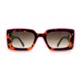 thumbnail image 1 of Womens Mod Rectangle Inset Fancy Pattern Frame Sunglasses Pink Green Brown, 1 of 4