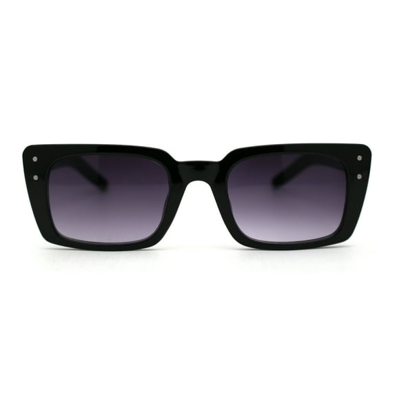 Womens Mod Rectangle Plastic Retro Sunglasses Black Smoke